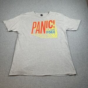 Panic At The Disco Tee Mens XL Tultex Graphic Band Shirt Gray Tour 2016 Style